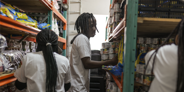 Students pack supplies at the Wits Food Bank Students pack supplies at the Wits Food Bank